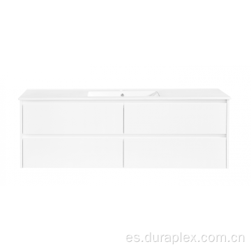 Wall Hung Baño Vanidad Blanco Brillo 4 Cajones